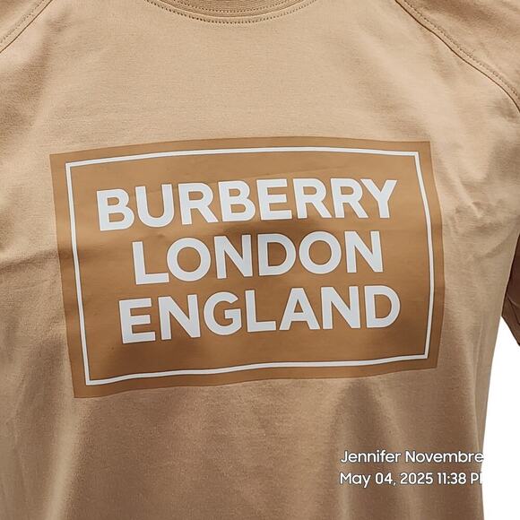 WOMEN'S BURBERRY SANTO LOGO T-SHIRT/SOFT FAWN/MEDIUM RETAIL $480 - Picture 3 of 16